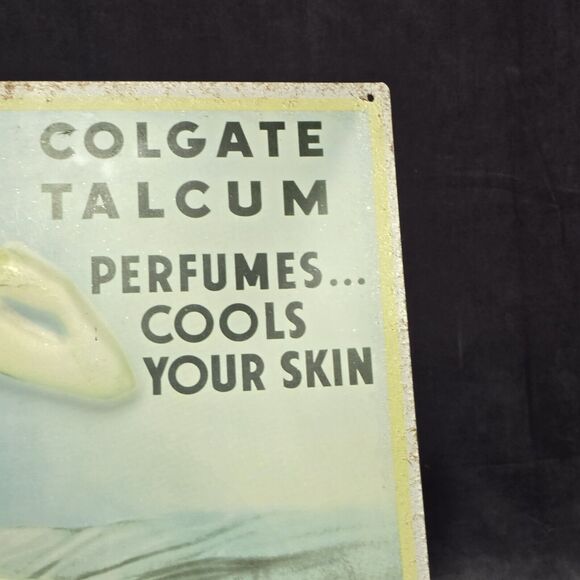 Vintage Chromolithograph on Metal Colgate Talcum Powder Advertising Sign - Picture 6 of 16